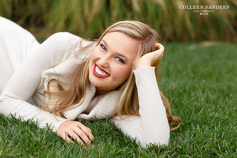 Fall photos with Class of 2016 Senior models - featuring red lips, plaid, sweaters, boots with senior photographer Colleen Sanders Photography in El Dorado Hills, California.