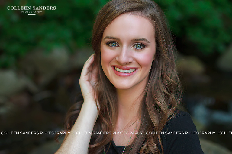 Senior portraits for the Class of 2016 Senior Model captured by senior photographer Colleen Sanders, based in El Dorado Hills, California, with natural greenery, back-lighting, and water.