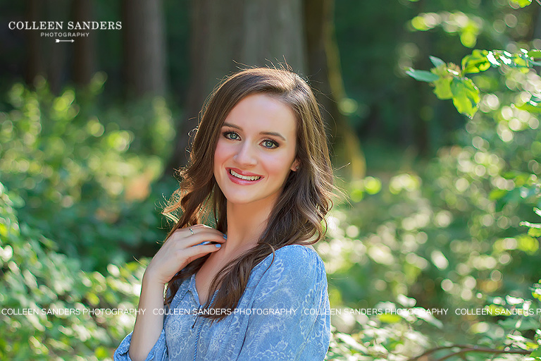 Senior portraits for the Class of 2016 Senior Model captured by senior photographer Colleen Sanders, based in El Dorado Hills, California, with natural greenery, back-lighting, and water.