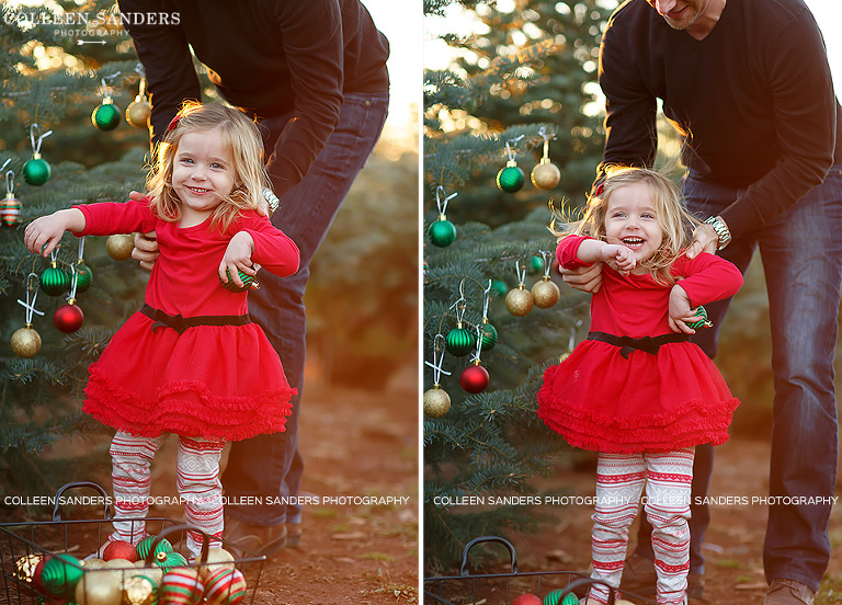 Family pictures at a Christmas tree farm by El Dorado Hills family photographer, Colleen Sanders.