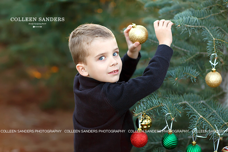 Family pictures at a Christmas tree farm by El Dorado Hills family photographer, Colleen Sanders.