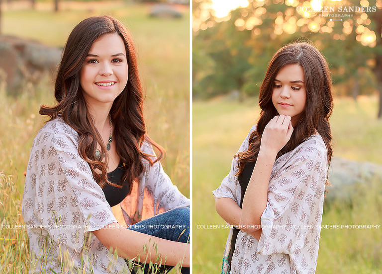 High school senior portraits with pattern by El Dorado Hills photographer Colleen Sanders, demonstrating how to wear pattern for senior portraits