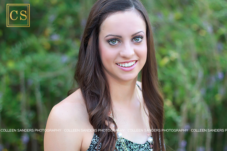 Nicole's senior portraits in the summer with beautiful flowers and greenery by El Dorado Hills Senior photographer Colleen Sanders.