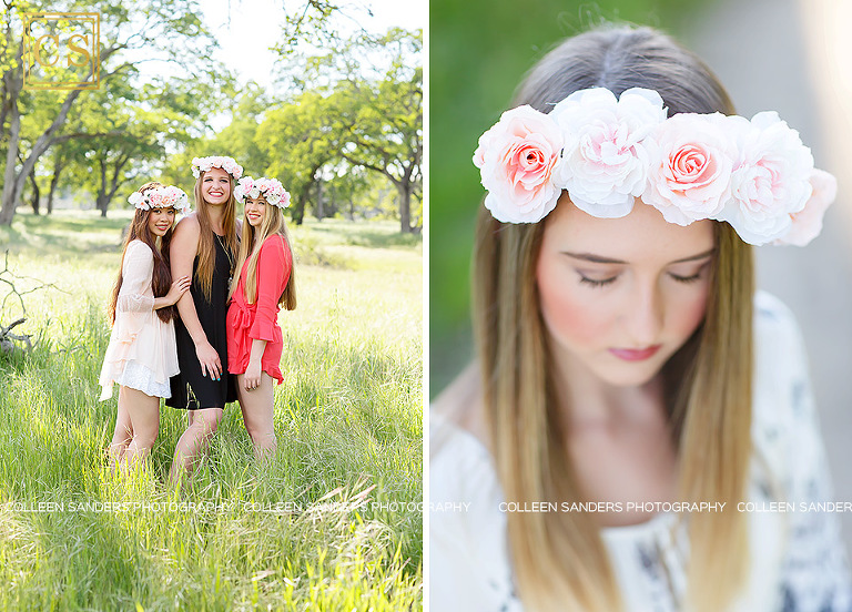 Spring senior pictures for the class of 2017 Senior Models for Colleen Sanders Photography, in El Dorado Hills, CA , complete with spring colors, friends, flower crowns, and balloons