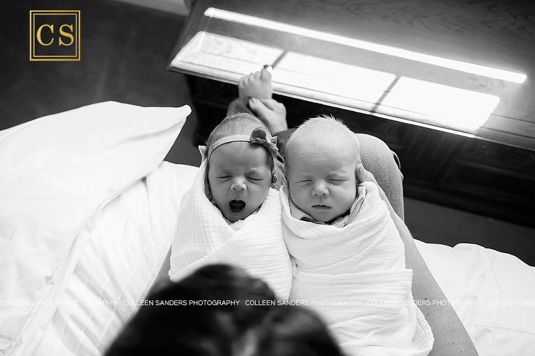 Folsom twin newborn session with Folsom photographer Colleen Sanders, with a lifestyle session with this gorgeous family.