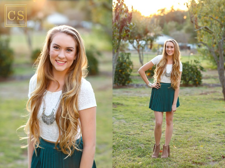 Colleen Sanders Photography senior pictures girl closeup, back light, greenery, fall.