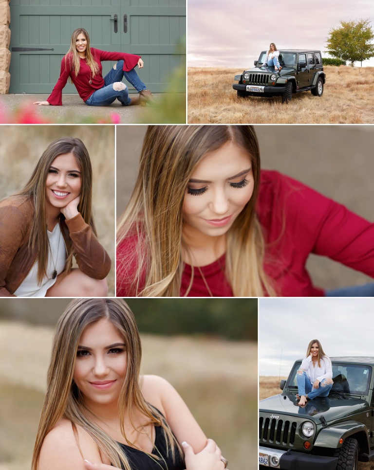 Ponderosa high school senior pictures El Dorado Hills town center, jeep Colleen Sanders Photography