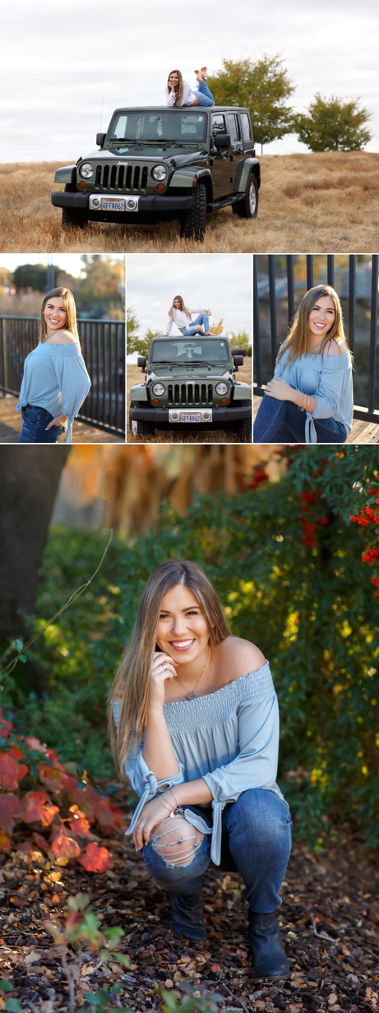 Ponderosa high school senior pictures downtown folsom and El Dorado Hills town center, jeep Colleen Sanders Photography