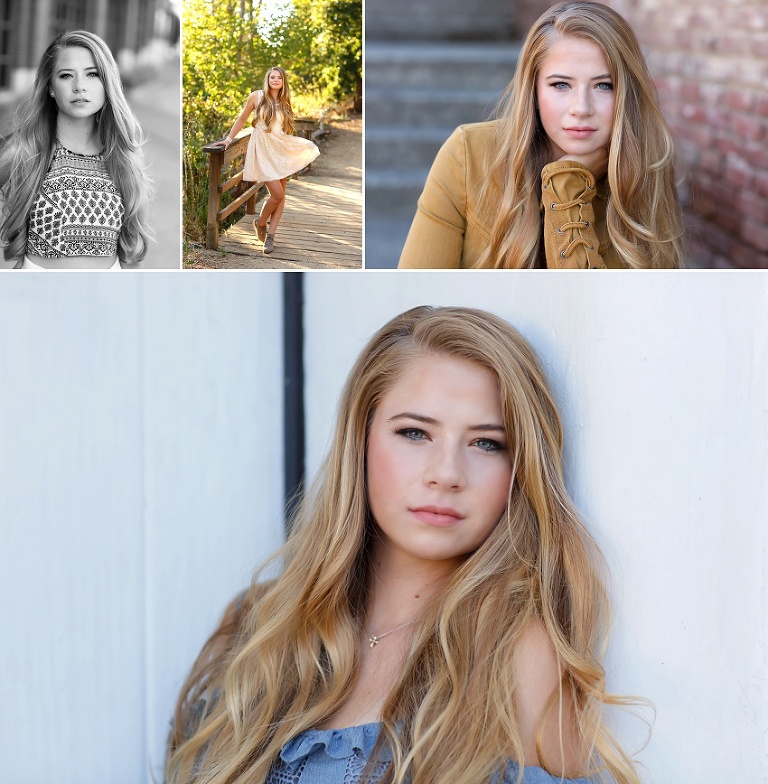 oak ridge high school senior Hannah downtown folsom brick, white door by Colleen Sanders Photography.