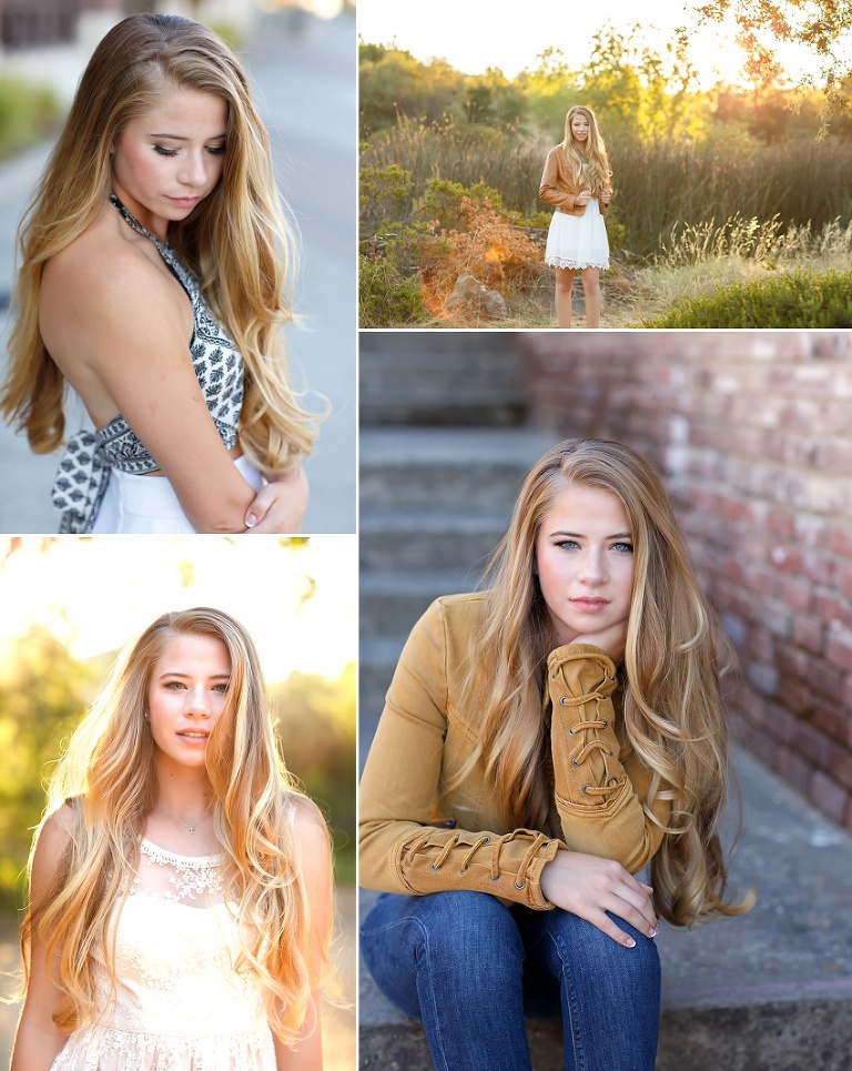 oak ridge high school senior Hannah downtown folsom brick, white door by Colleen Sanders Photography.