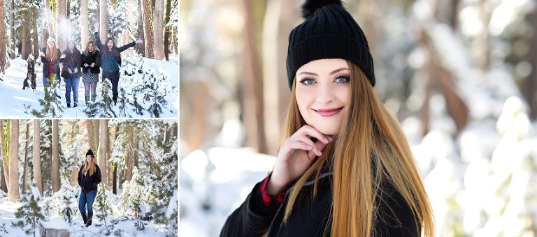 senior girls head to snow in south lake tahoe for winter session by Colleen Sanders Photography.