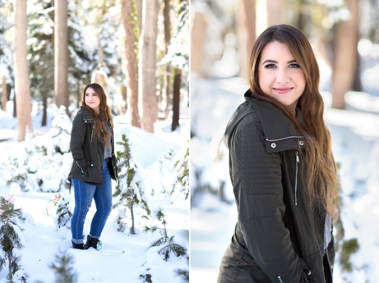 senior girls head to snow in south lake tahoe for winter session by Colleen Sanders Photography.