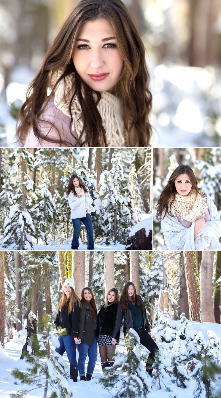 senior girls head to snow in south lake tahoe for winter session by Colleen Sanders Photography.