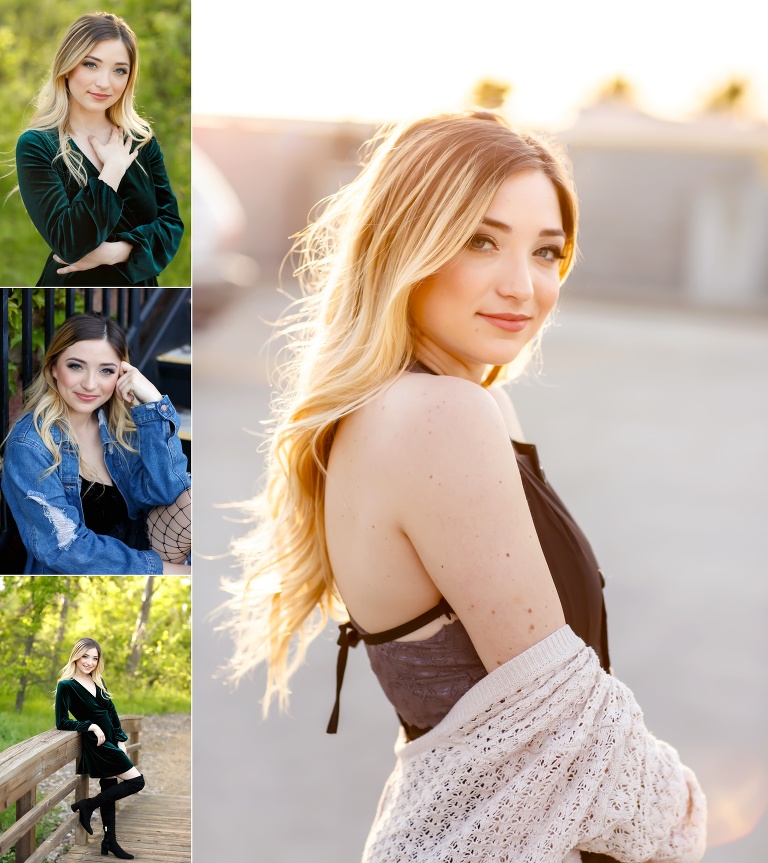 colleen sanders photography best senior pictures el dorado hills folsom downtown rooftop spring flowers field natural sunset urban glam dress makeup