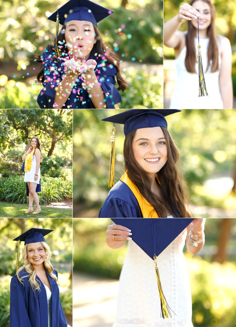 Graduation cap and gown session senior model team el dorado hills folsom by best photographer Colleen Sanders confetti spring