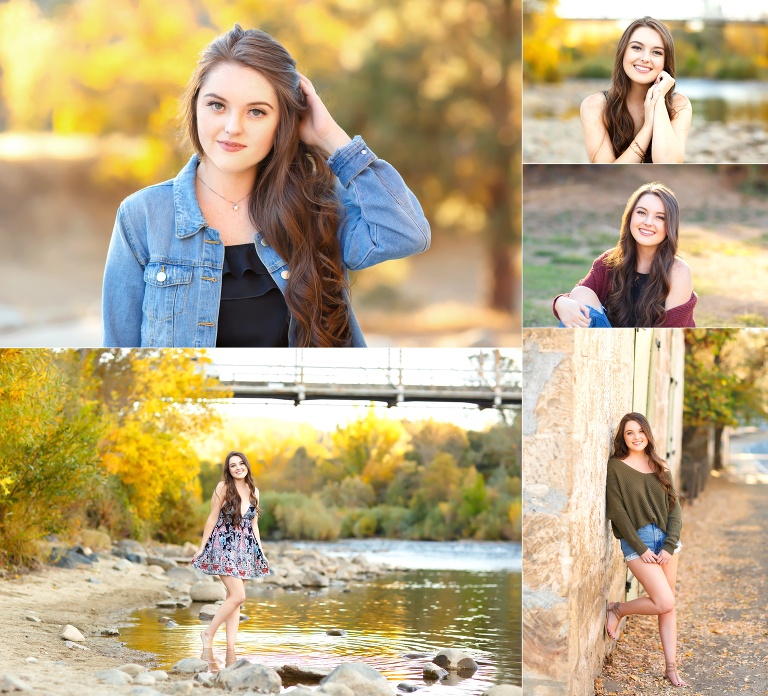 Colleen Sanders senior photographer fall portraits on river rustic oak ridge high school el dorado hills