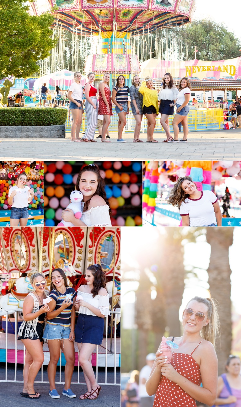 Summer senior session model team at the Sacramento state fair with best senior pictures Colleen Sanders Photography.