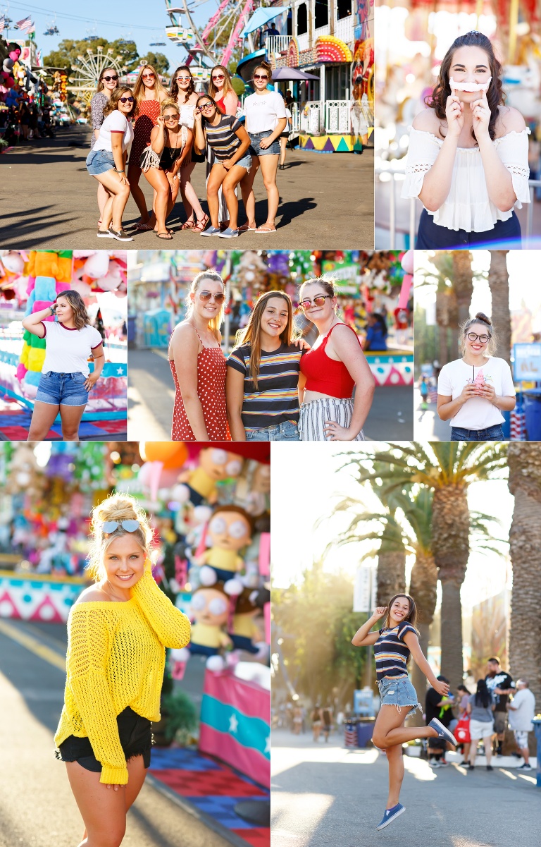 Summer senior session model team colorful, smiles, funat the Sacramento state fair with best senior pictures Colleen Sanders Photography.