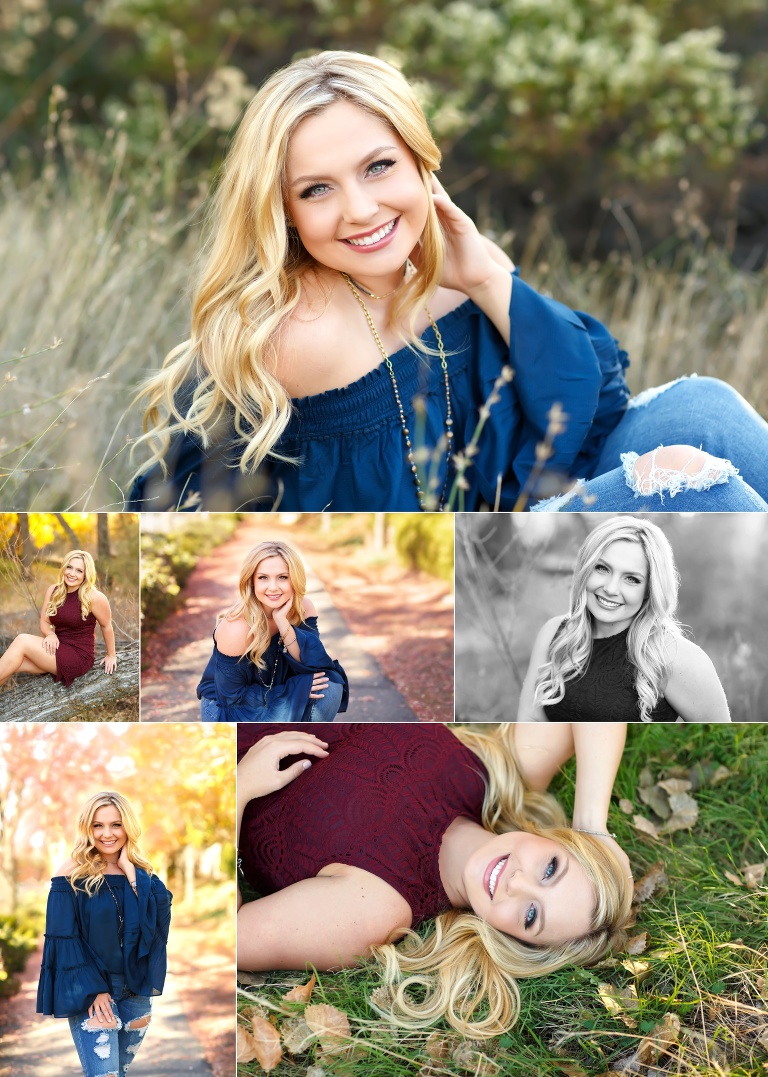 Fall pictures in El Dorado Hills by Colleen Sanders Photography blond girl smile dress field sunset golden hour leaves